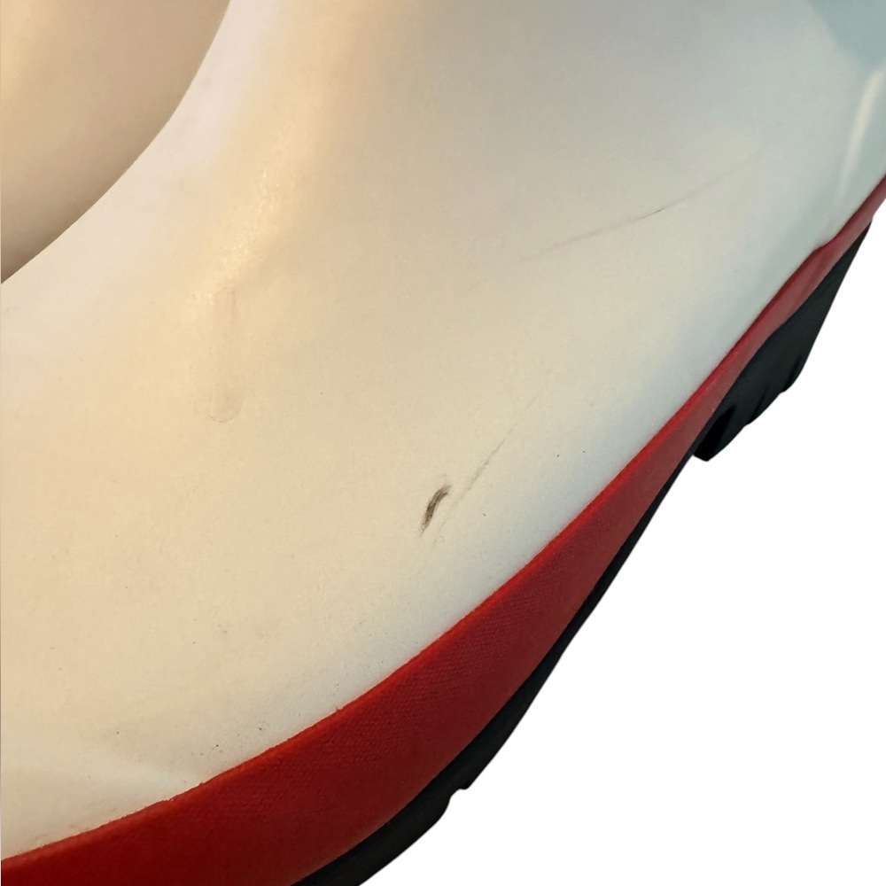 Tory Burch White Chelsea Rain Boots with Red Trim and Black Sole Sz 6 - Picture 7 of 10
